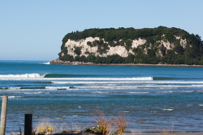 Whangamata Bar is one of New Zealand's nationally significant surf breaks. Currently, there is debate as to whether the wave quality is compromised by a dredging program for the harbor jetty entrance channel, which would affect bathymetry and tidal movements. Photo: Jwan Milek.
